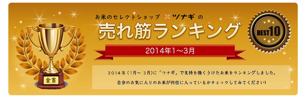 美味しいお米通販ランキング(2014年1〜3月)