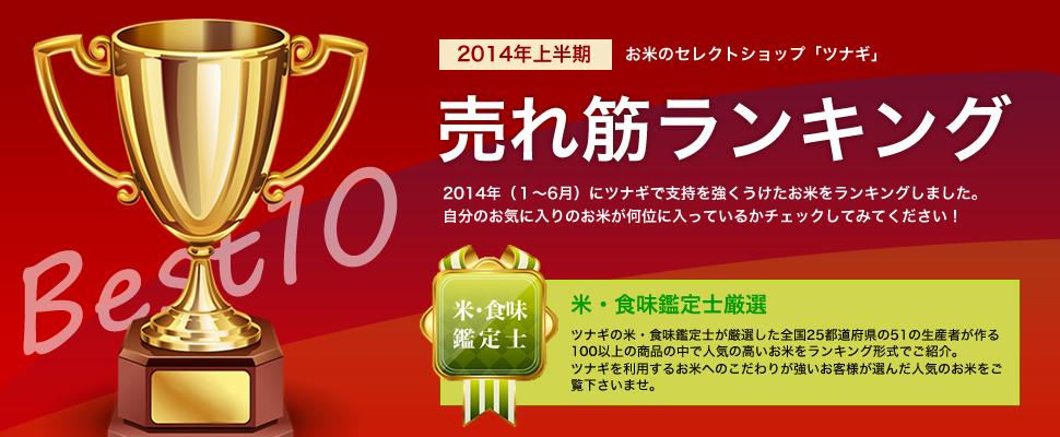 美味しいお米ランキング（2014年上半期）