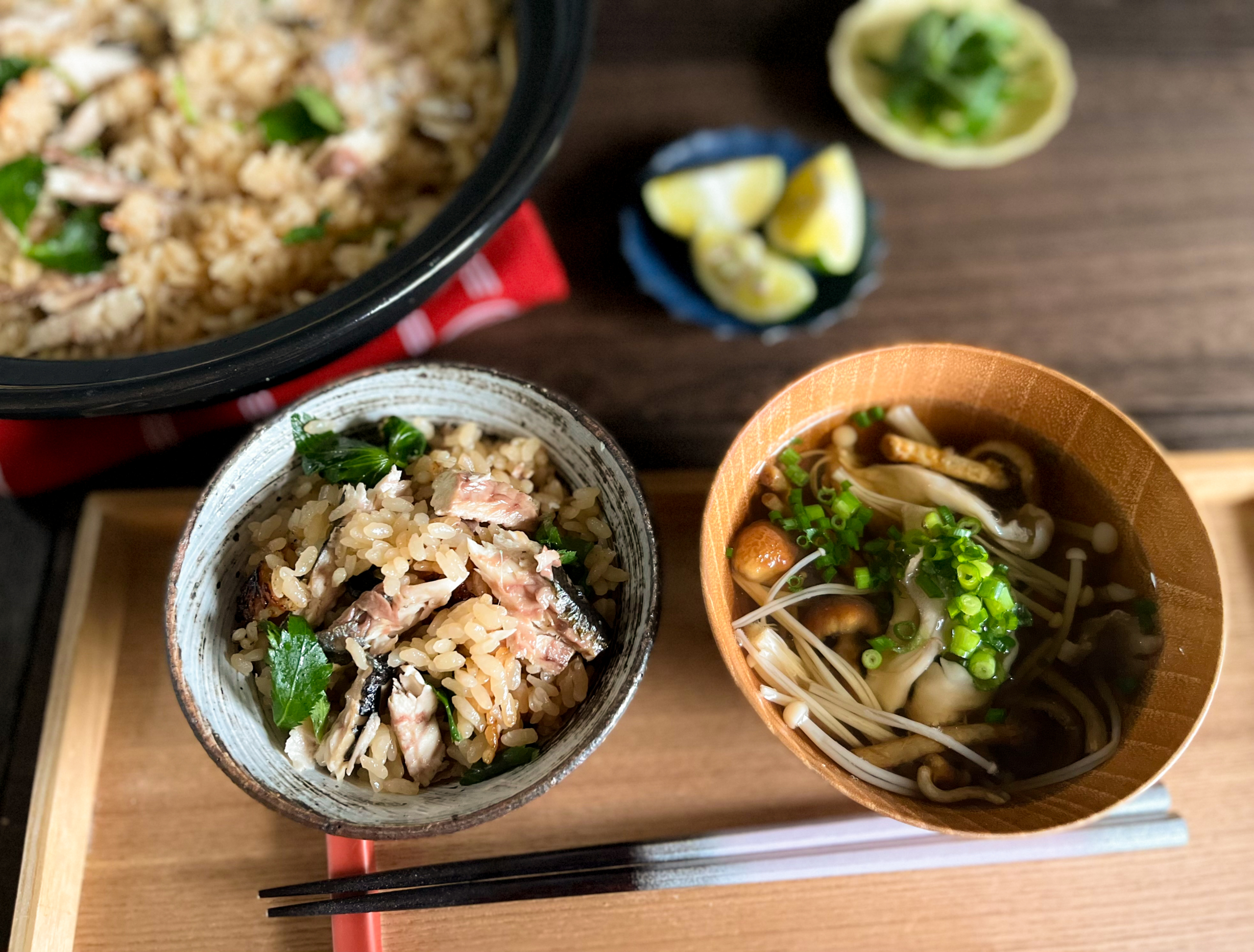 さんまご飯ときのこ汁