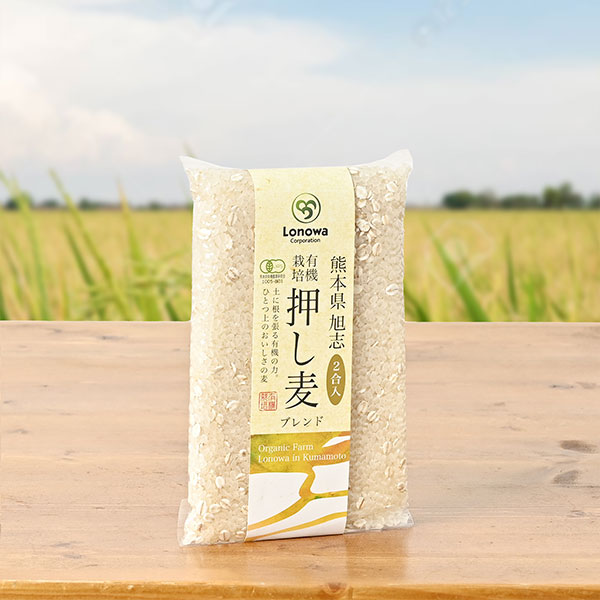 ろのわさんの熊本県菊池市産押し麦ブレンド(有機栽培米)