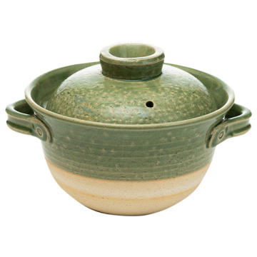 佐治陶器さんの伊賀焼ごはん鍋3合 緑彩 | 美味しいお米の通販サイト