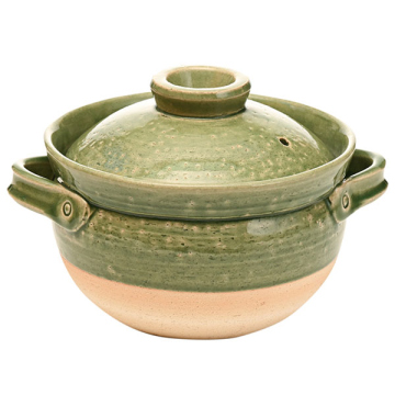 佐治陶器さんの伊賀焼ごはん鍋5合 緑彩 | 美味しいお米の通販サイト