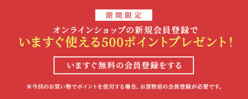 期間限定！新規登録で500ポイントプレゼント